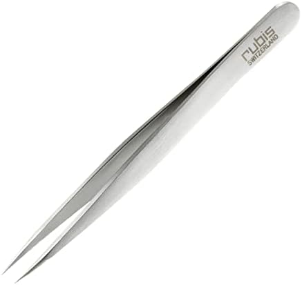 Rubis Ion-Coated Stainless Steel Pointed Tweezers for Precise Eyebrows and Hair Removal, 4K002-9.5,Rubis Switzerland Swiss Made World Renowned Precision