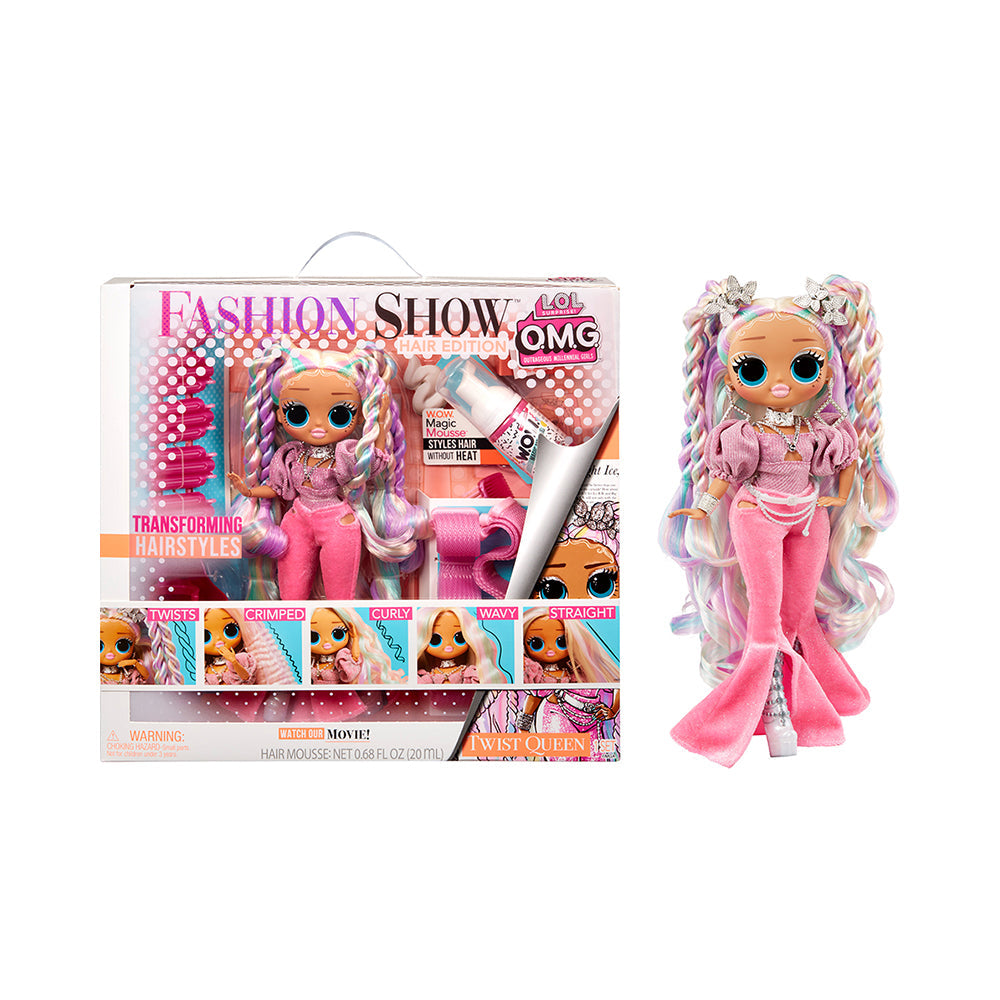 LOL Surprise OMG Fashion Show Hair Edition Twist Queen Fashion Doll with Magic Mousse