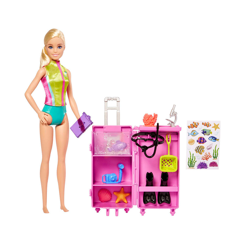 Barbie Marine Biologist Doll And Accessories, Mobile Lab Playset With Blonde Doll And 10+ Pieces
