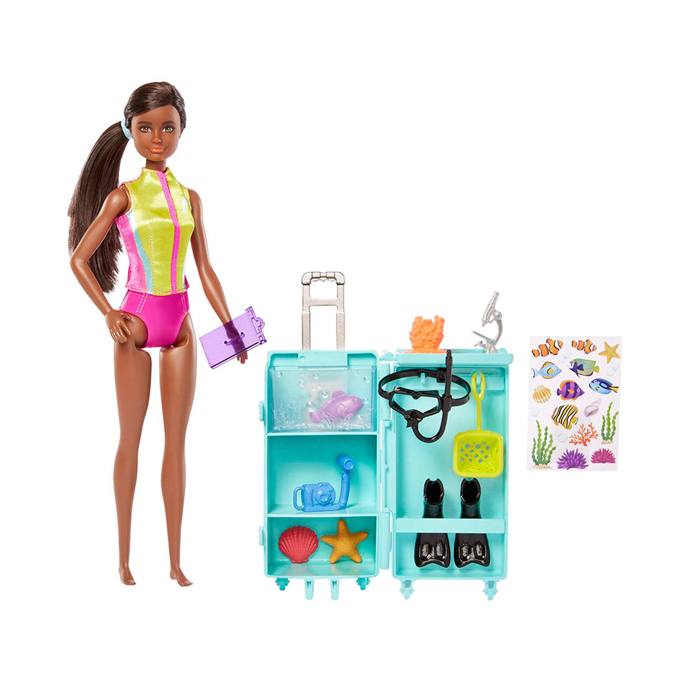 Barbie Marine Biologist Doll And Accessories, Mobile Lab Playset With Brunette Doll And 10+ Pieces