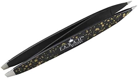 F.A.R.A.H. Z-Tweeze Professional Stainless Steel Dual Ended Precision Tweezers Galaxy Gold Style with Slanted and Pointed Tips