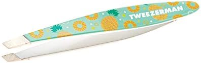 Tweezerman Mini Slant Tweezer - Tweezers for Eyebrows, Travel Tweezers for Eyebrows, Facial Hair, Ingrown Hair (Pineapple Punch)