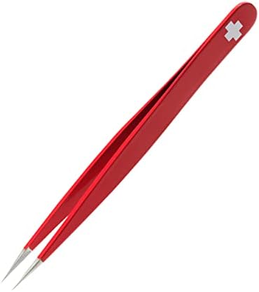 Rubis Swiss Cross Stainless Steel Pointed Tweezers for Precise Eyebrows and Hair Removal, 1K001,Rubis Switzerland Swiss Made World Renowned Precision