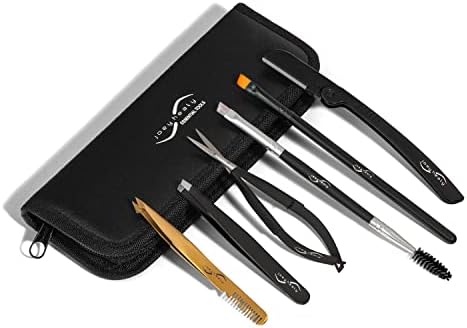 Joey Healy Essential Tools, Eyebrow Kit, Brow Scissor, Pro Sculpting Tweezer, Elite Sculpting Tweezer, Duo Brow Brush, Calligraphy Brow Brush, Grooming Dermablade & Black Case
