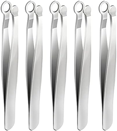RMISODO 5 Pieces Nose Hair Trimming Tweezers for Men Women, Stainless Steel Nose Hair Trimmer, Professional Nose Hair Removal Tool, Round Tip Precision Tweezers for Facial Eyebrow Nose Body Hair