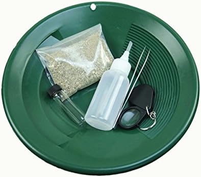 Gold Rush Mining Kit PayDirt-Gold Pan-Vial-Snuffer-Tweezers-Loupe