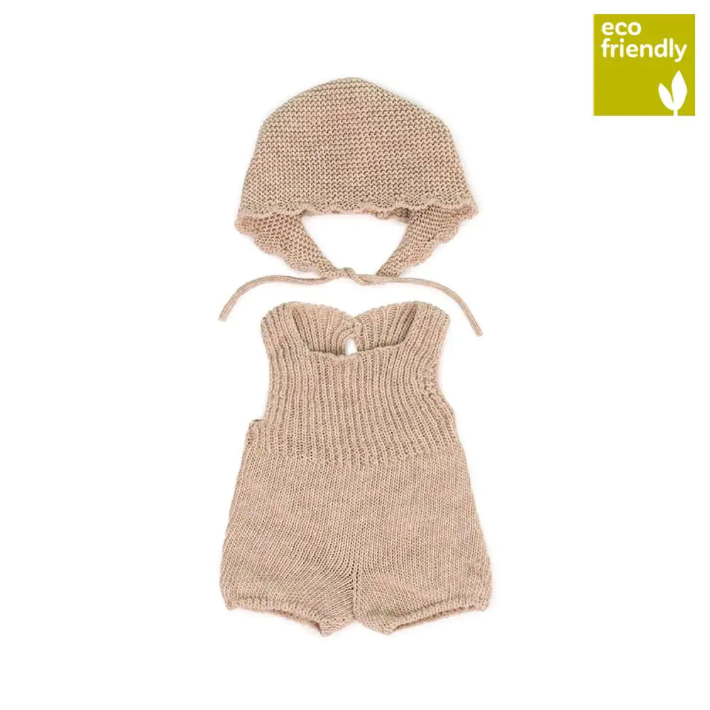 Miniland Knitted Doll Outfit 15” | Rompers & Bonnet