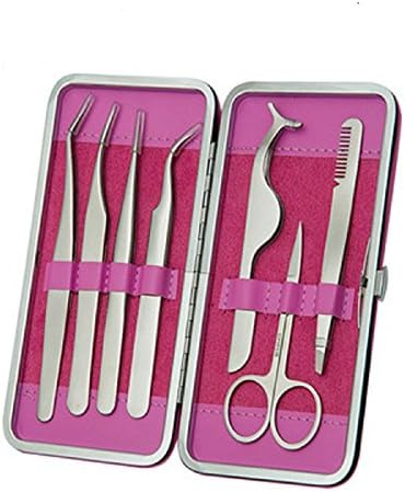 Yimart® Professional Eyebrow Tweezer Set False Eyelash Extension Tool Kits Set Eyebrow Tweezers Eyebrow Trimmer Stainless Steel Eye Lashes Tweezers 7Pcs Grafting False Eyelashes Makeup Accessories