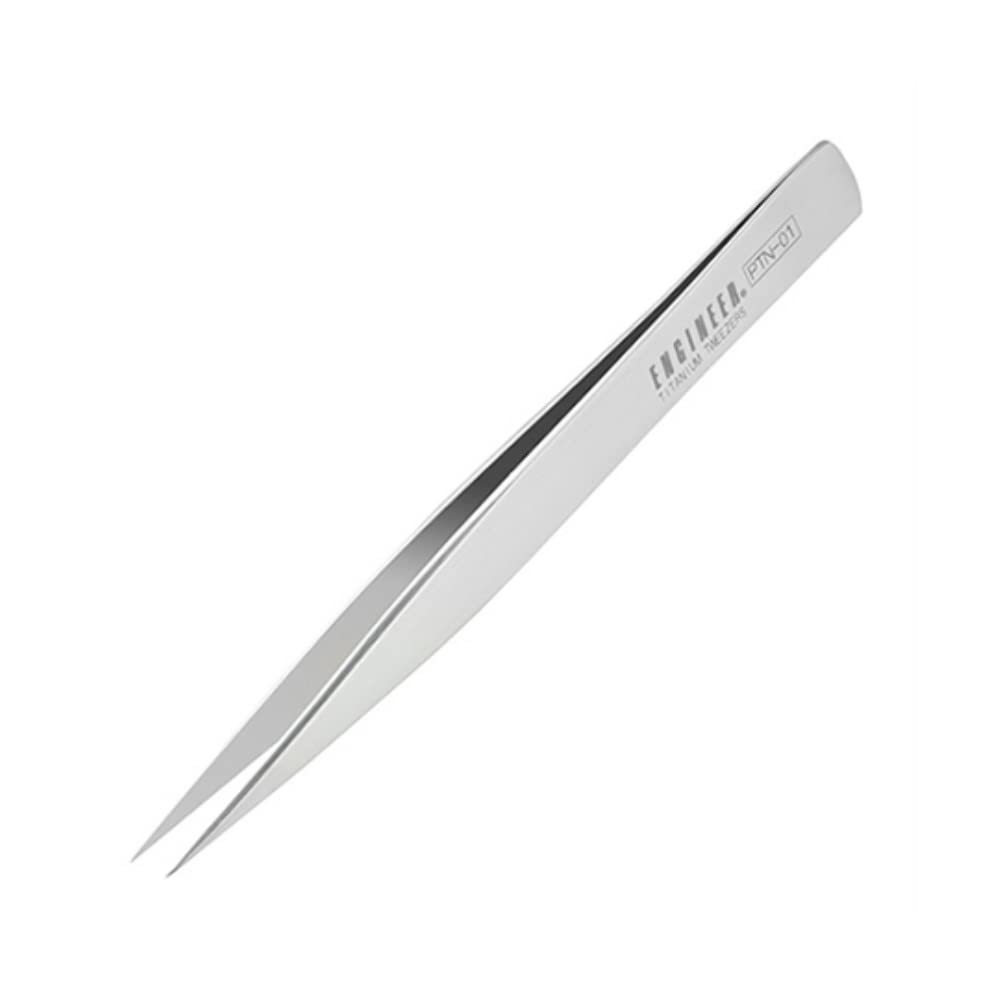 ENGINEER PTN-01 Titanium Tweezers 125x12mm Standard AA Type Silver Tough NEW