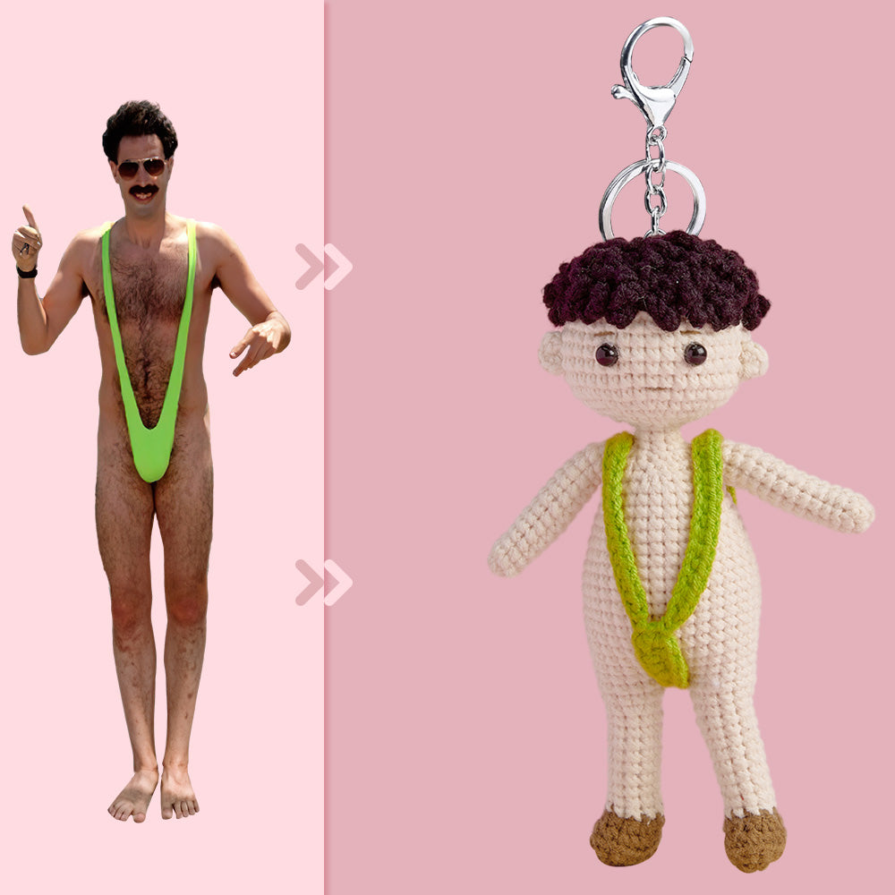 Full Body Customizable 1 Person Custom Crochet Doll Personalized Gifts Handwoven Mini Dolls - Funny Man Bikini