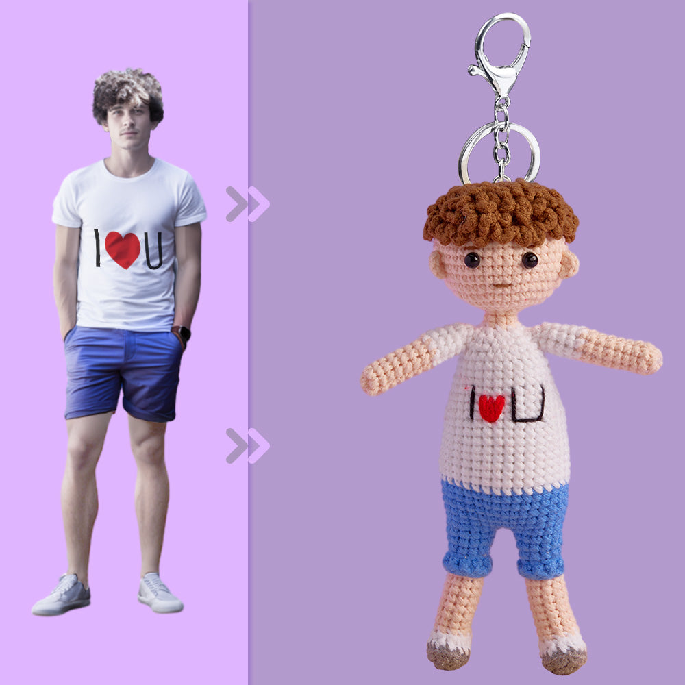 Full Body Customizable 1 Person Custom Crochet Doll Personalized Gifts Handwoven Mini Dolls - I Love U Boy