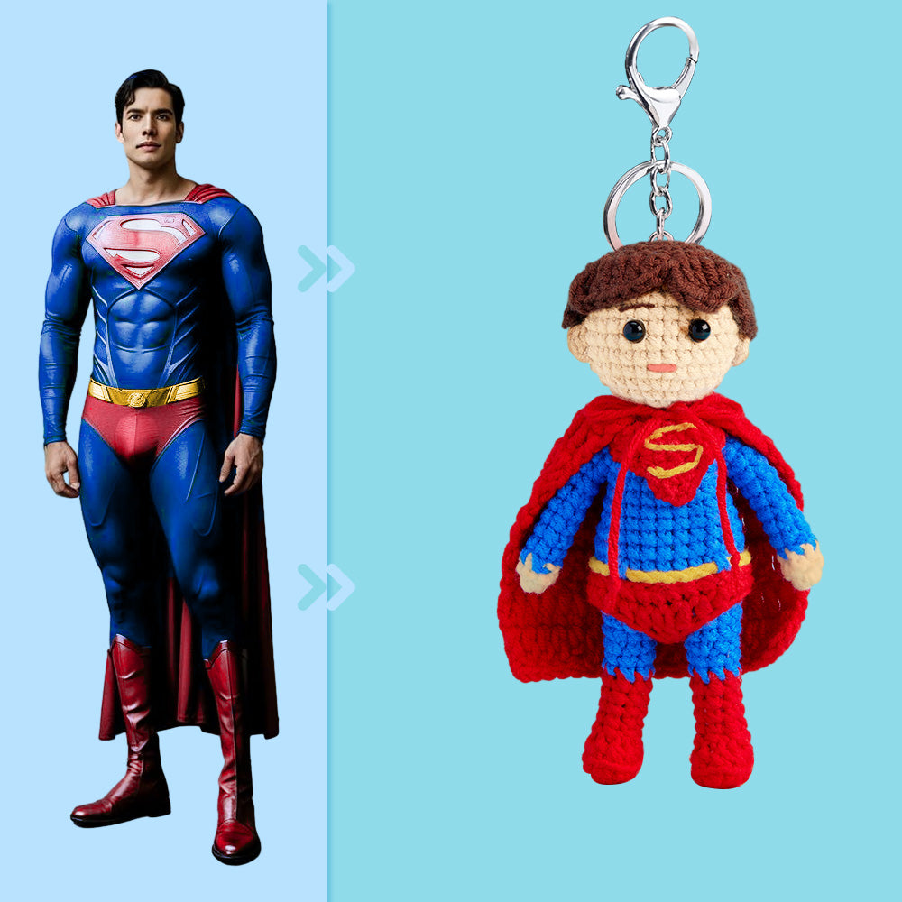 Full Body Customizable 1 Person Custom Crochet Doll Personalized Gifts Handwoven Mini Dolls - Superman