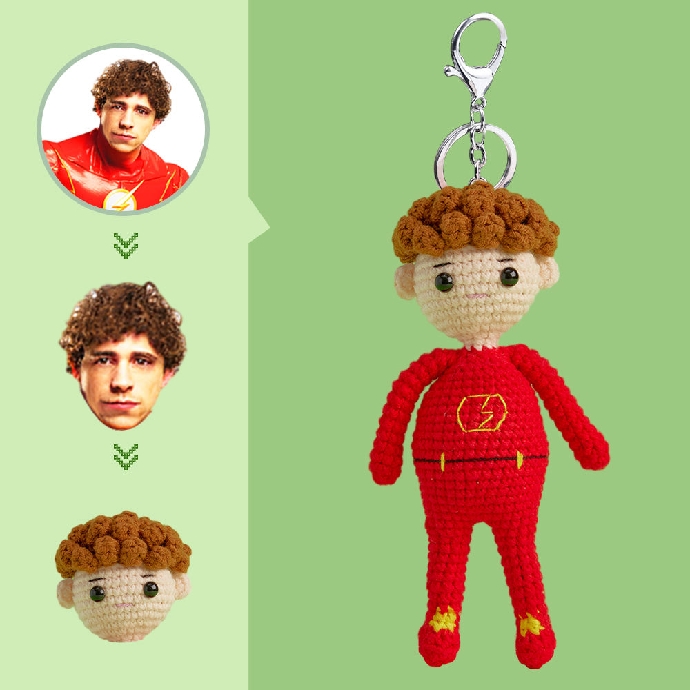 Custom Face Crochet Doll Personalized Gifts Handwoven Mini Dolls - Flash