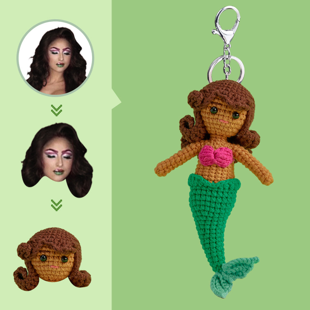 Custom Face Crochet Doll Personalized Gifts Handwoven Mini Dolls - Mermaid