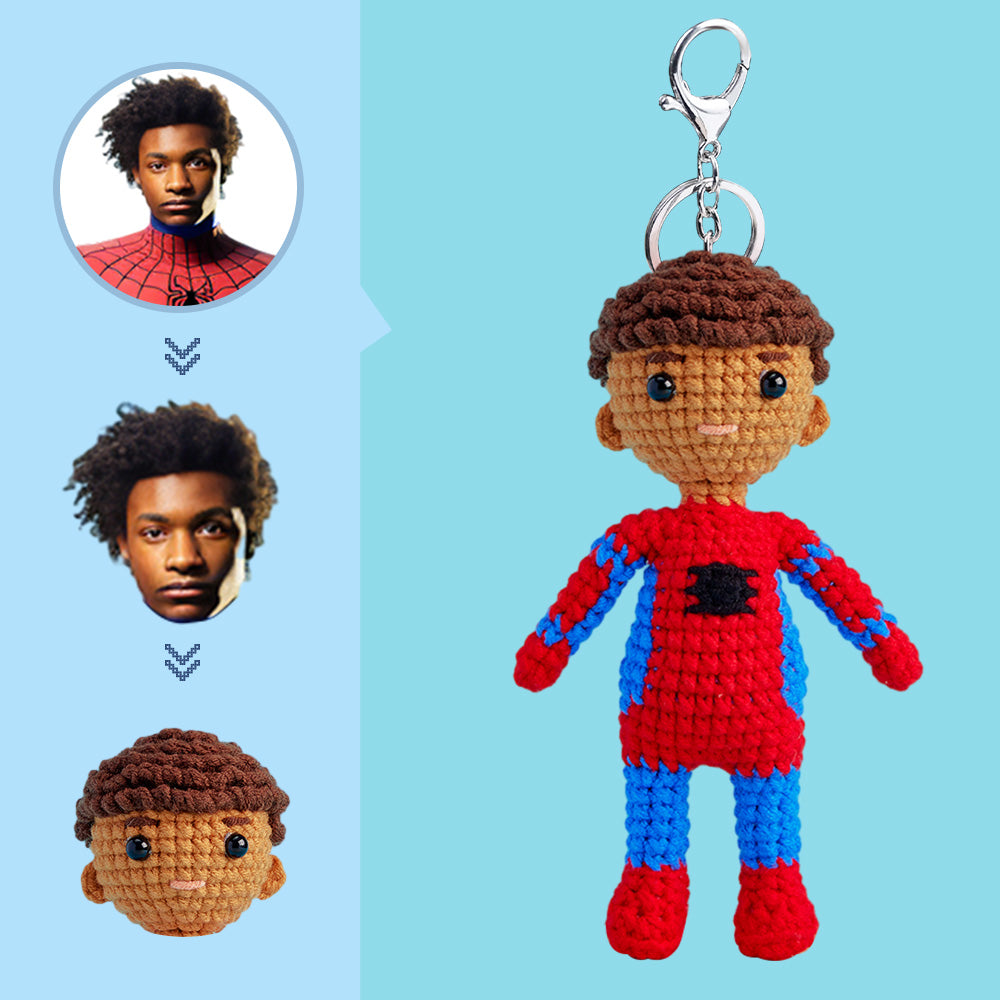 Custom Face Crochet Doll Personalized Gifts Handwoven Mini Dolls - Spiderman
