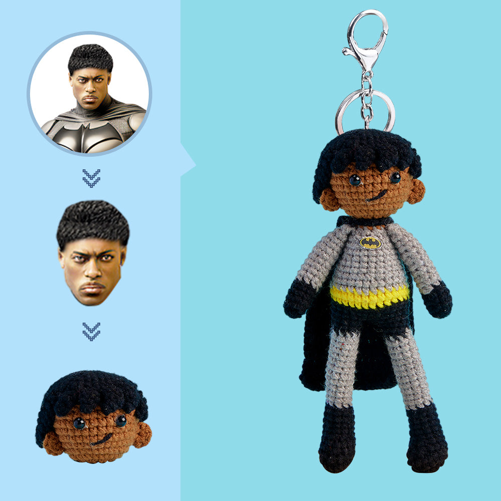 Custom Face Crochet Doll Personalized Handwoven Mini Dolls Gifts - Batman