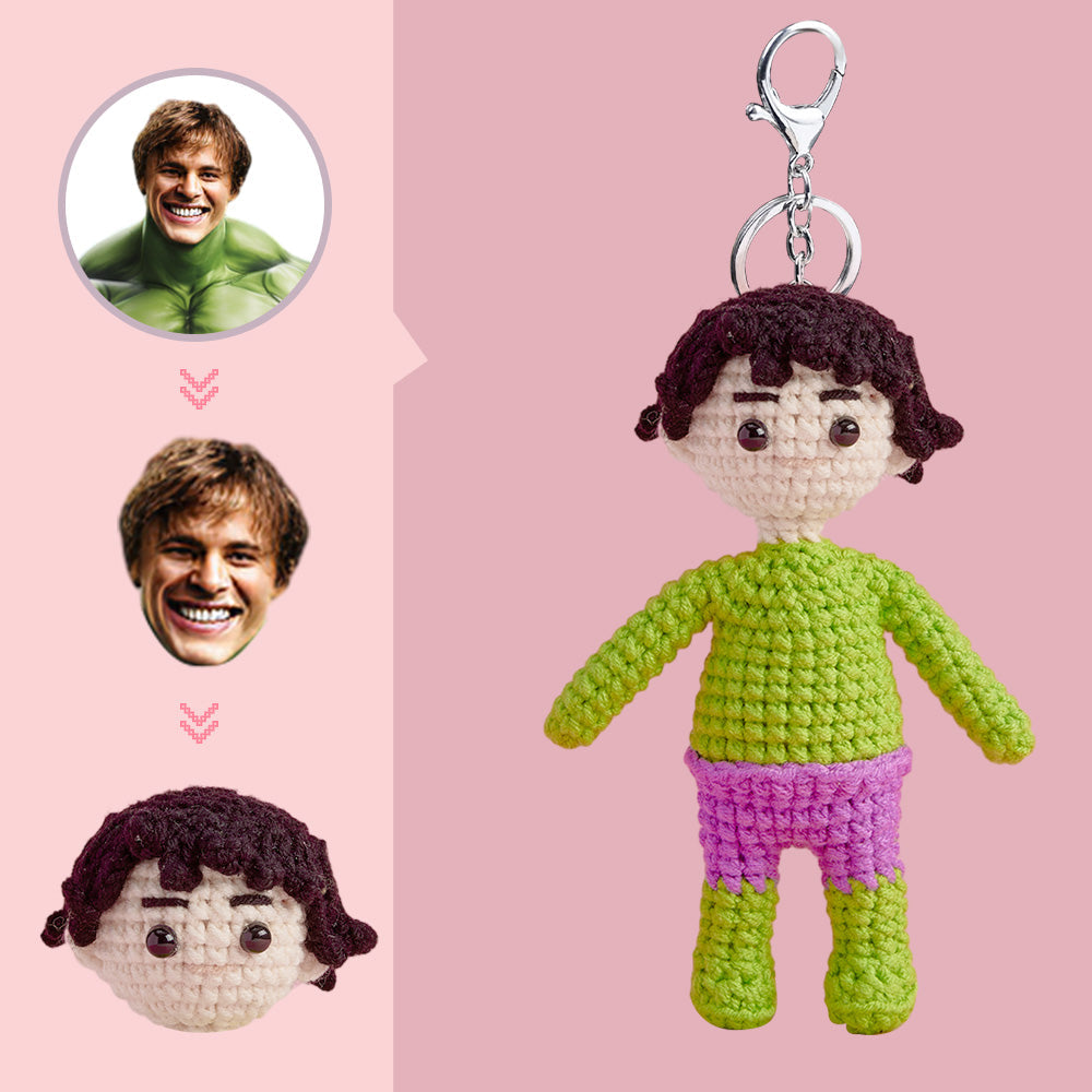 Custom Face Crochet Doll Personalized Handwoven Mini Dolls Gifts - Hulk