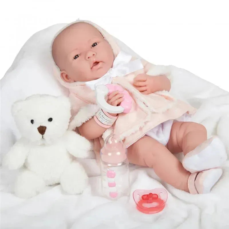 Jc Toys La Newborn All-Vinyl In Pink Coat And Outfit W/ Animal Friend