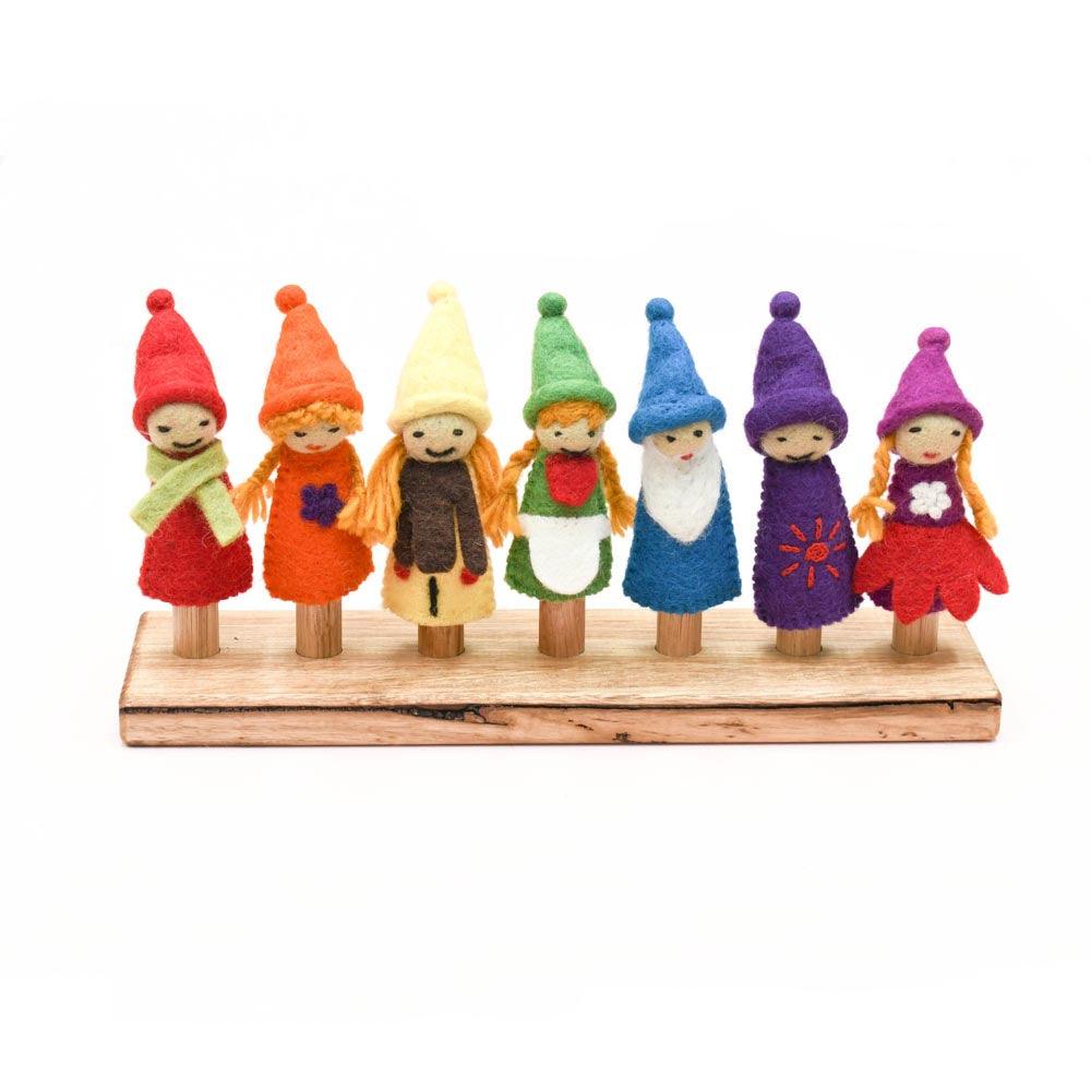 Rainbow Colourful Gnomes Finger Puppet Set