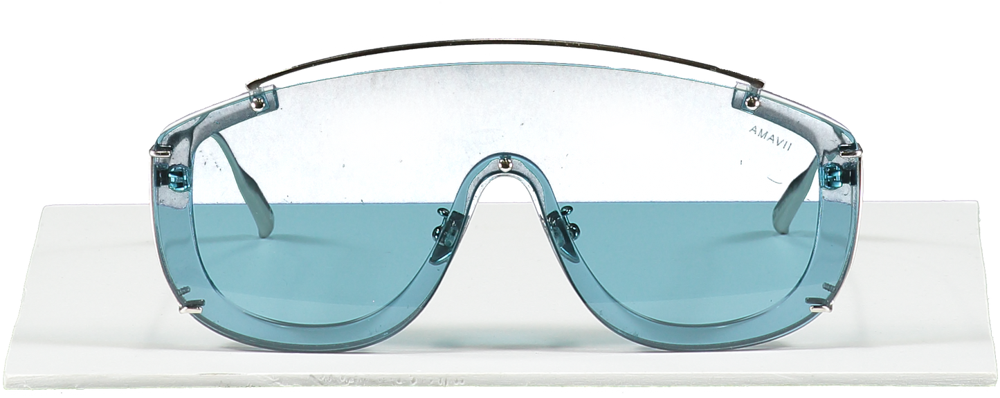 Amavii Metallic Ltd. Edition Jane Frances - Brushed Silver /blue Titanium Sunglasses
