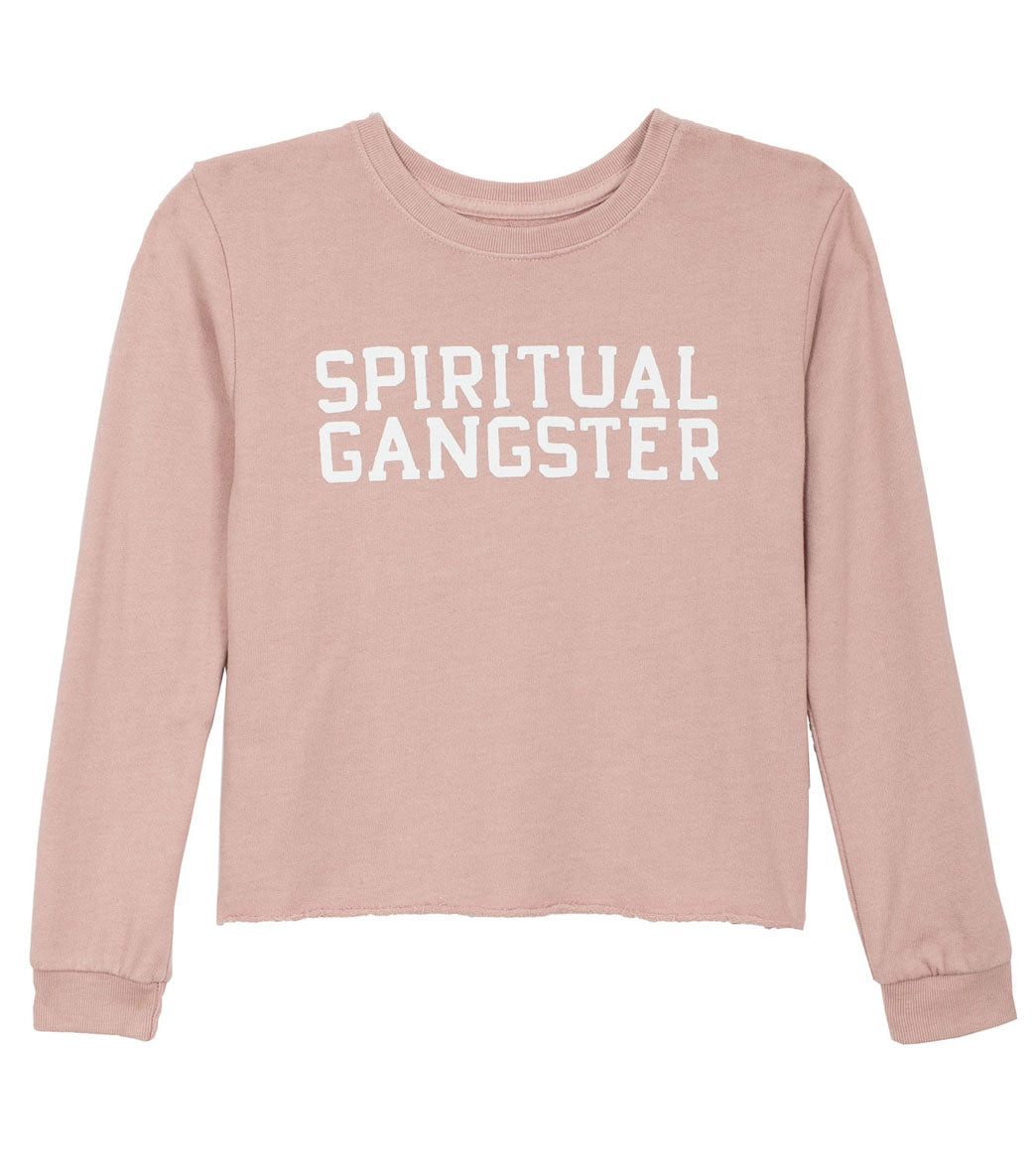 Spiritual Gangster Kids Girls SG Varsity Crop Yoga Sweatshirt