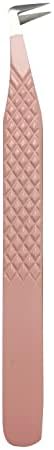 SZELES Fiber Tip Tweezers Diamond Grip Eyelash Extensions Tweezer Anti-Slip solation Volume Lash Tweezers For Lash Tweezers (FTT2-PINK)