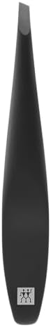 ZWILLING TWINOX M professional tweezers eyebrow tweezers stainless steel beveled hair plucker, Carbon Matt, Black