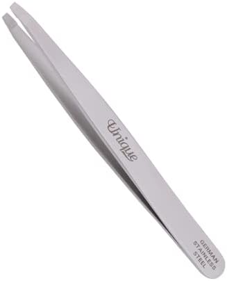 Tweezers - Eyebrow Slant Tip Tweezer - German Stainless Steel, Facial Hair Removal, Brow Shaping - By The Unique Edge
