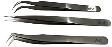 3 Pack Stainless Steel Professional Precision Tweezers Fine/Sharp Point For Women and Men- Lash Tweezers-Ingrown Hair-Extractor-Nail Art