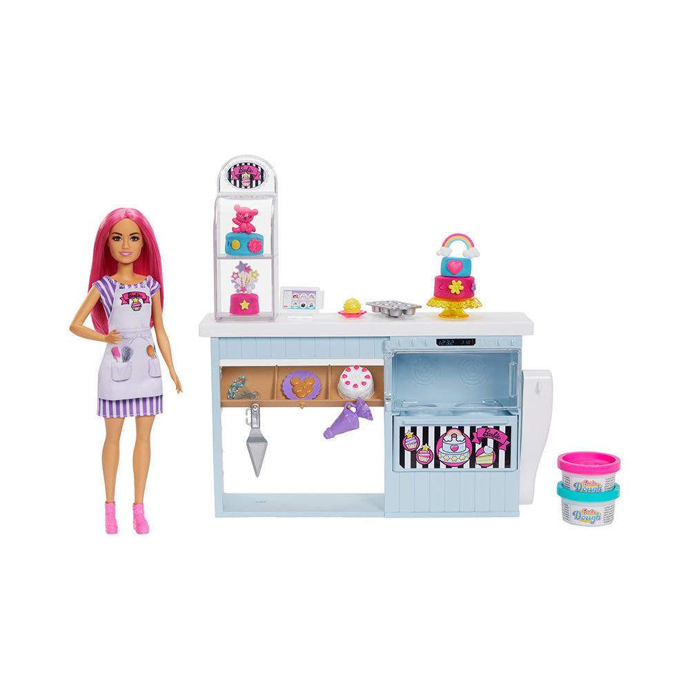 Barbie Doll Bakery Playset with Pink-Haired Petite Doll, Baking Station, 20+ Pieces