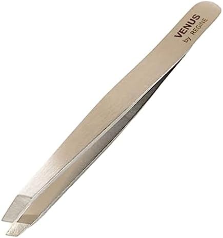 Venus by Regine Slant Tweezers, Handmade Tweezers for Women, Precise Tweezers for Men, Eyebrow Tweezers for Women, 25-Degree Angle for Shaping Eyebrows & Grooming Contours of Face (Stainless Steel)