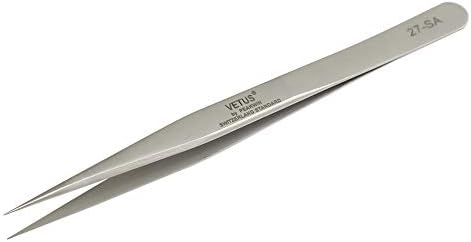 Vetus Slant Tip Tweezers Stainless Steel Pointed Eyebrow Lash Pro Tool High Precision (27-SA)