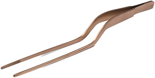 JB Prince Rose Gold Colored Offset Fine Tip Tweezer 7.8"