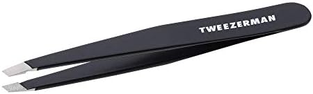 Tweezerman Stainless Steel Slant Tweezer - Eyebrow Tweezers for Women and Men (Black)