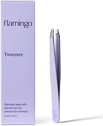 Flamingo Women’s Tweezers - Stainless Steel Slant Tip for Precision Hair Removal - Lilac