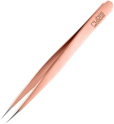 Rubis Stainless Steel Pointed Tweezers for Precise Eyebrows and Hair Removal, 1K003RG, Red Gold,Rubis Switzerland Swiss Made World Renowned Precision