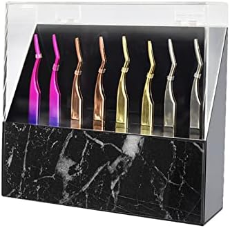 BUCICE Tweezer Holder Stand for Eyelash Extension Dust-proof Eyelash Curler Storage Rack 8 Hole Acrylic Display Stand Eyelash Extensions Supplies Rack for Salon and Home Use