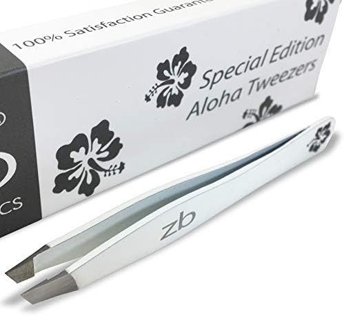 Zizzili Basics Tweezers - Special Edition Aloha Slant Tip Tweezer - Best Tweezers for Eyebrow, Facial Hair Removal and Your Precision Needs