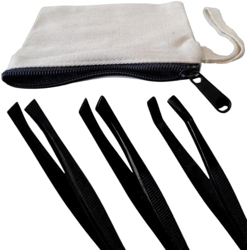 Solingen Tweezers Set with Travel Case for Eyebrow Shaping and Facial Hair Removal | Professional Stainless Steel | Best Shaped for Eyebrows Extensions Chin Cheek Face | Made in Germany (Black) 4 pack