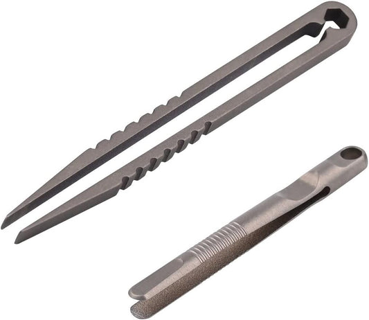 2 PCS Mini Titanium Tweezers Tool .Ultralight and Portable EDC Tweezers,Easy to Hold,And Use for Precision Splinter Removal or Holding Small Parts.