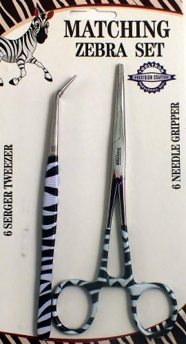 Tooltron Matching Zebra Sewing Needle Set, Tweezer and Gripper