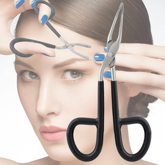 Professional Scissor Handle Tweezers Stainless Steel Shape Tool 'Eyebrow Nose Hair Clip Tweezer Remover for Lady Women (Black Pvc Handle)