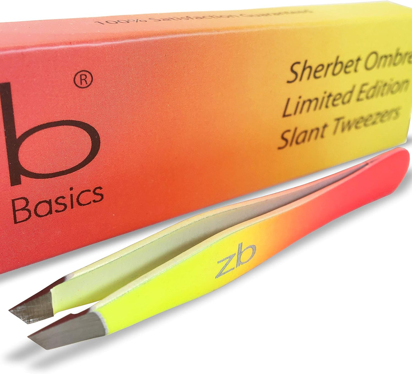 Tweezers - Limited Edition Sherbet Ombre Slant Tip - Best Tweezer for Eyebrow, Facial Hair Removal and your Precision Needs