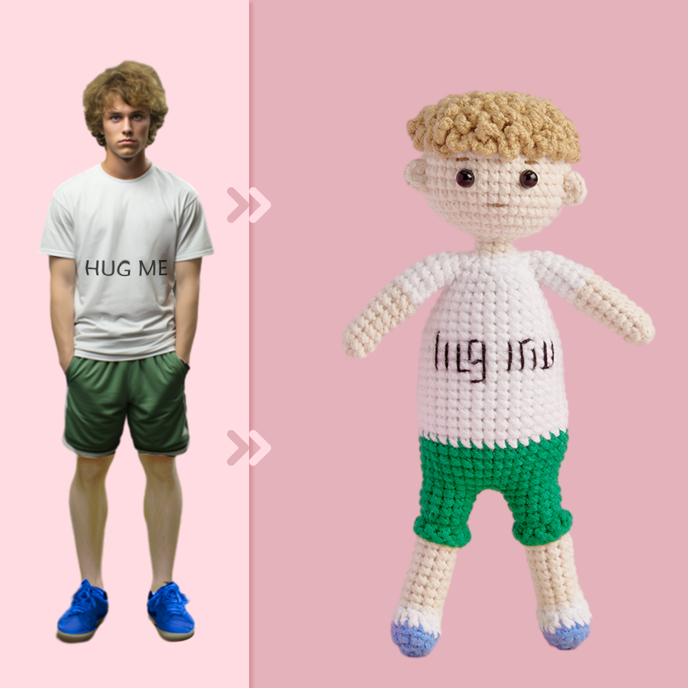 Full Body Customizable 1 Person Custom Crochet Doll Personalized Gifts Handwoven Mini Dolls - Hug Me Boy