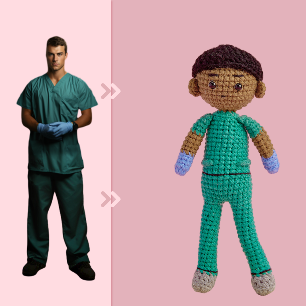 Full Body Customizable 1 Person Custom Crochet Doll Personalized Gifts Handwoven Mini Dolls - Scrubs