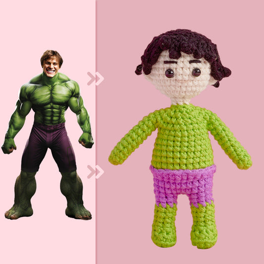 Full Body Customizable 1 Person Custom Crochet Doll Personalized Gifts Handwoven Mini Dolls - Hulk