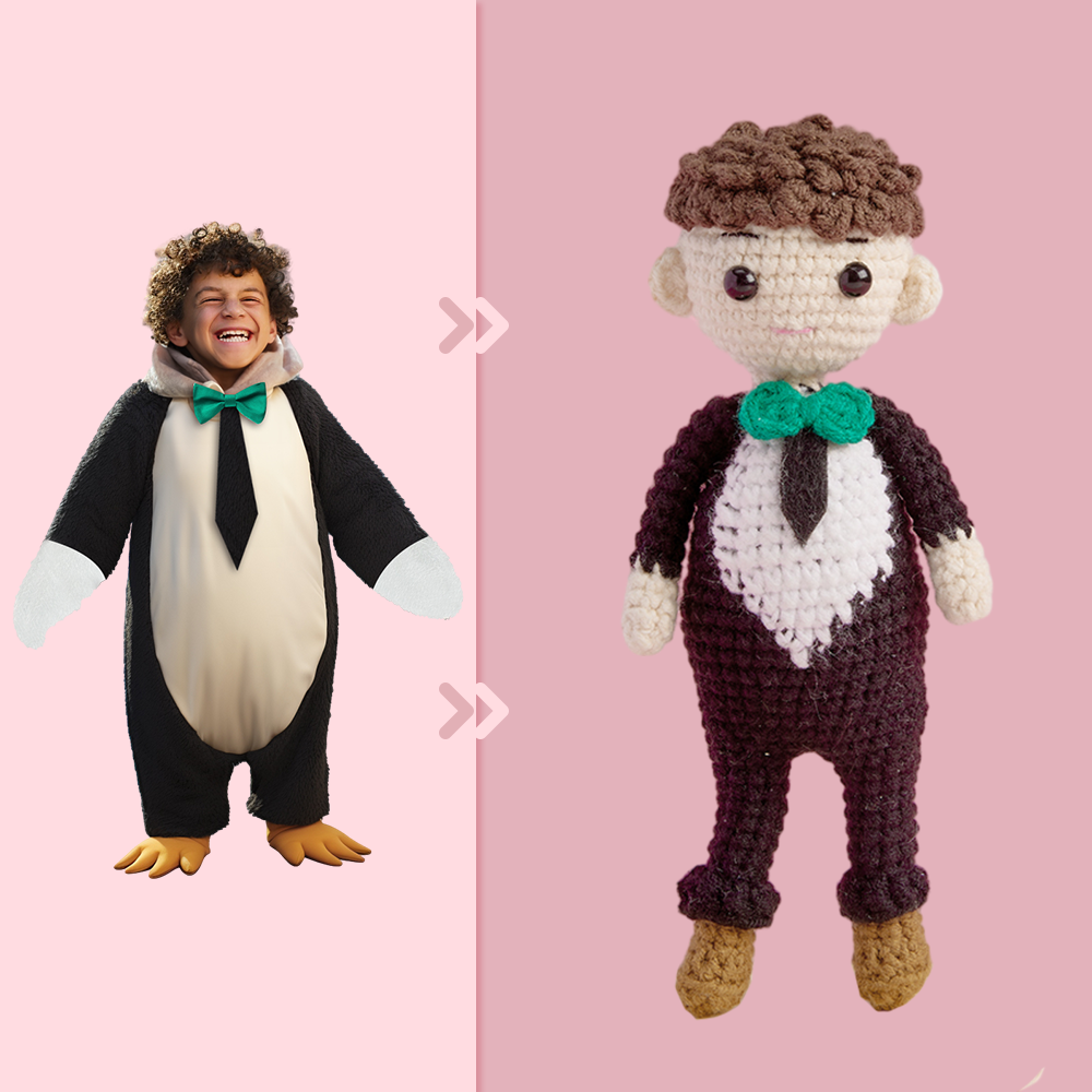 Full Body Customizable 1 Person Custom Crochet Doll Personalized Gifts Handwoven Mini Dolls - Penguin