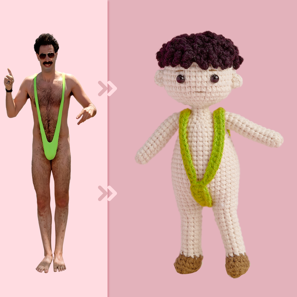 Full Body Customizable 1 Person Custom Crochet Doll Personalized Gifts Handwoven Mini Dolls - Funny Man Bikini