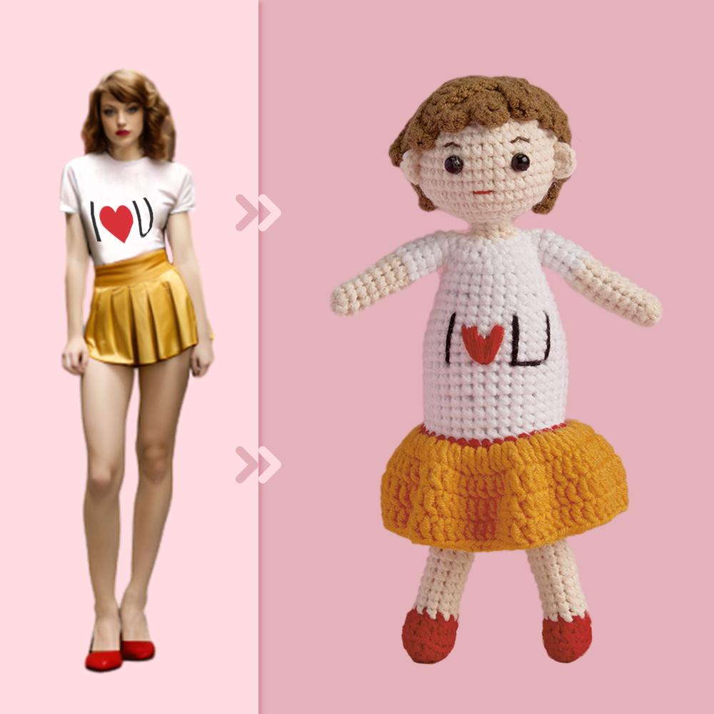 Full Body Customizable 1 Person Custom Crochet Doll Personalized Gifts Handwoven Mini Dolls - I Love U Girl