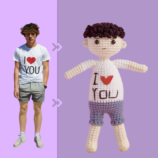 Full Body Customizable 1 Person Custom Crochet Doll Personalized Gifts Handwoven Mini Dolls - I Love You